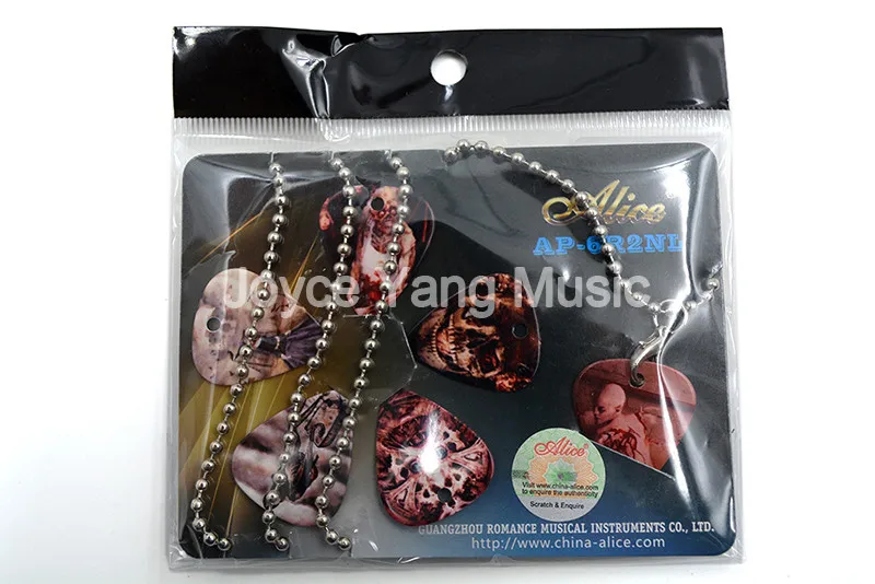

Alice 6pcs Rock Pirate Skull Devil Guitar Picks Pendant Necklace Chain Printed Both Sides Celluloid Plectrums Free Shipping