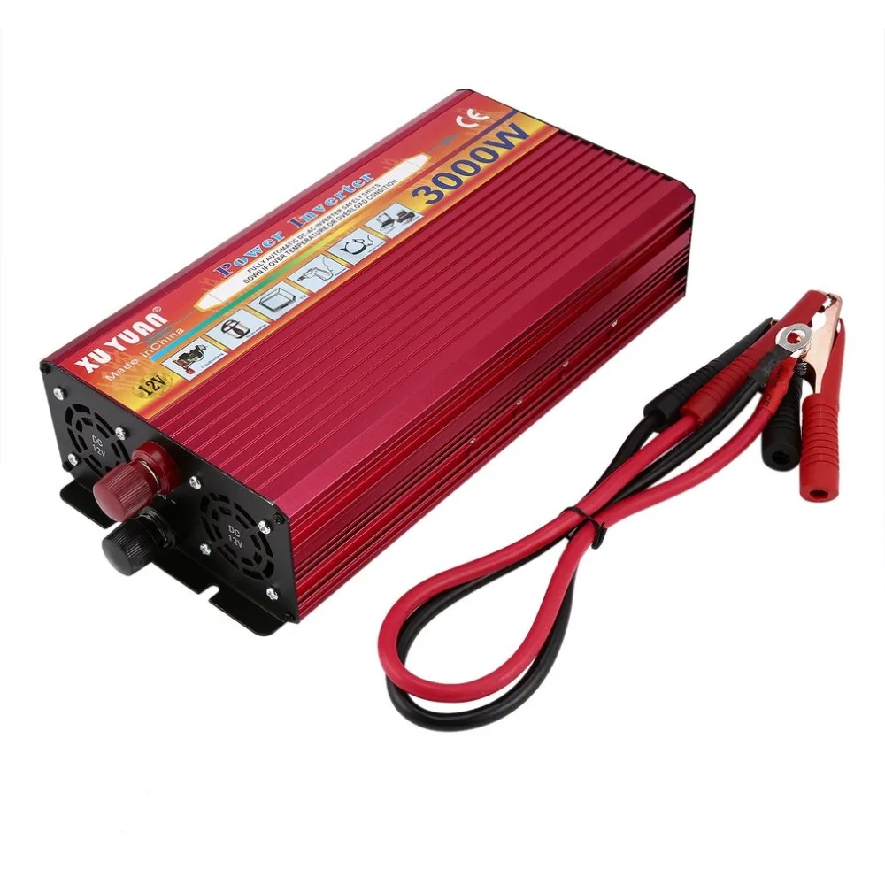 

Professional 3000W Power Inverter DC 12V to AC 110V/220V with LED Indicator Light Fan Cooling Universal Socket Car Converter
