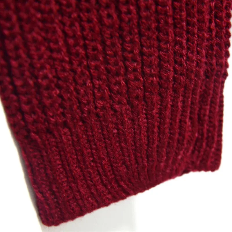 Женский свитер с вырезом лодочкой винно-красного цвета, Свободный кардиган с длинным рукавом, пуловер