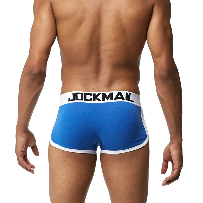 JOCKMAIL, фирменное Мужское нижнее белье, боксеры, плавки с сексуальным мешочком для пениса, усиление выпуклости спереди+ сзади, Двойная съемная чашка пуш-ап