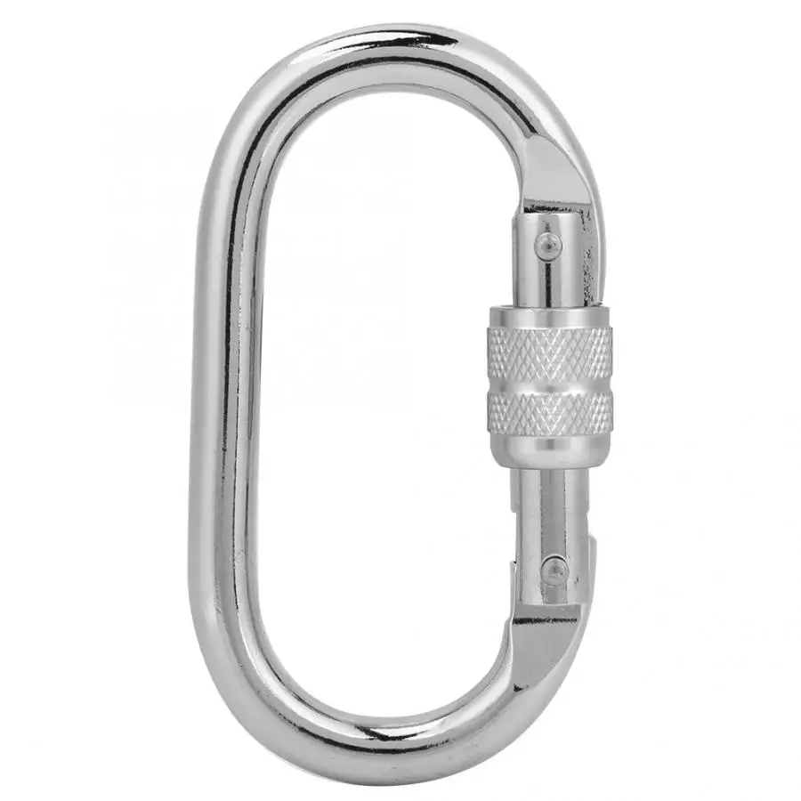 O-Shaped Outdoor Climbing Screw Lock Carabiner 22KN 24KN 25KN Rock Climbing Buckle Multifunction Outdoor Hanging Hook - Цвет: O ring Sliver