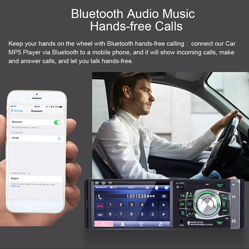 Автомагнитола 4 1 дюйма MP5 плеер Bluetooth камера заднего вида FM радио Din AUX USB SD MP3 пульт