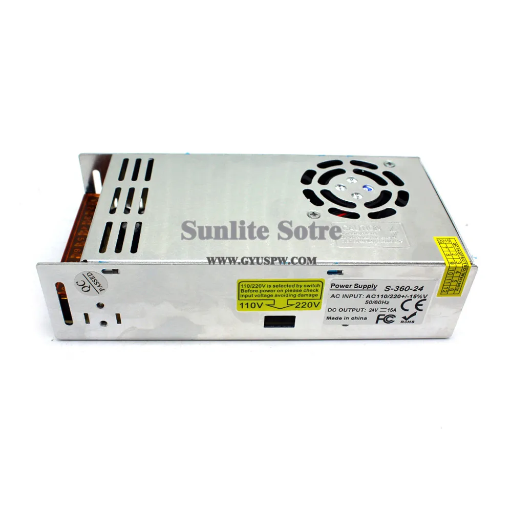 Один выход импульсный источник питания DC 24 V 15A 360W Трансформатор 110V 220V AC к DC24 V SMPS для светодиодных полос освещения CCTV двигателя