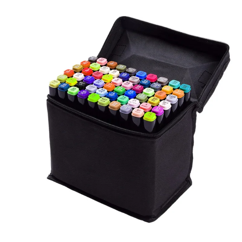 

Marker Pens Holder Organizer Marker Case Desktop Storage Canvas Pencil Case Zipper Pen Storage Bag Large Capacity Black