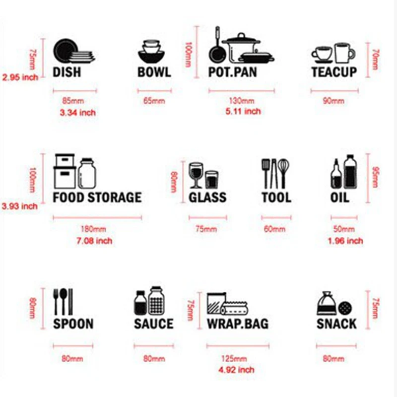 Modern Kitchen cabinet wall stickers vinyl waterproof cutlery labels Kitchen cabinet decor decals home decoration Modern Kitchen cabinet wall stickers vinyl waterproof cutlery labels Kitchen cabinet decor decals home decoration