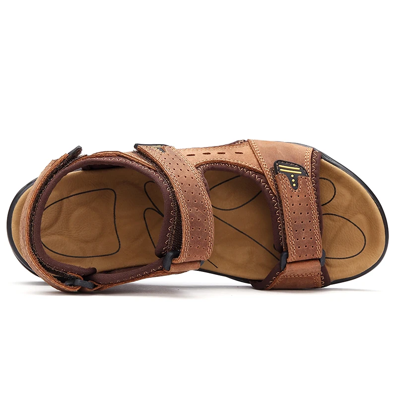 Брендовые мужские летние модные сандалии пляжная обувь удобная повседневная обувь из натуральной кожи мужская обувь в римском стиле; большие размеры 38-48