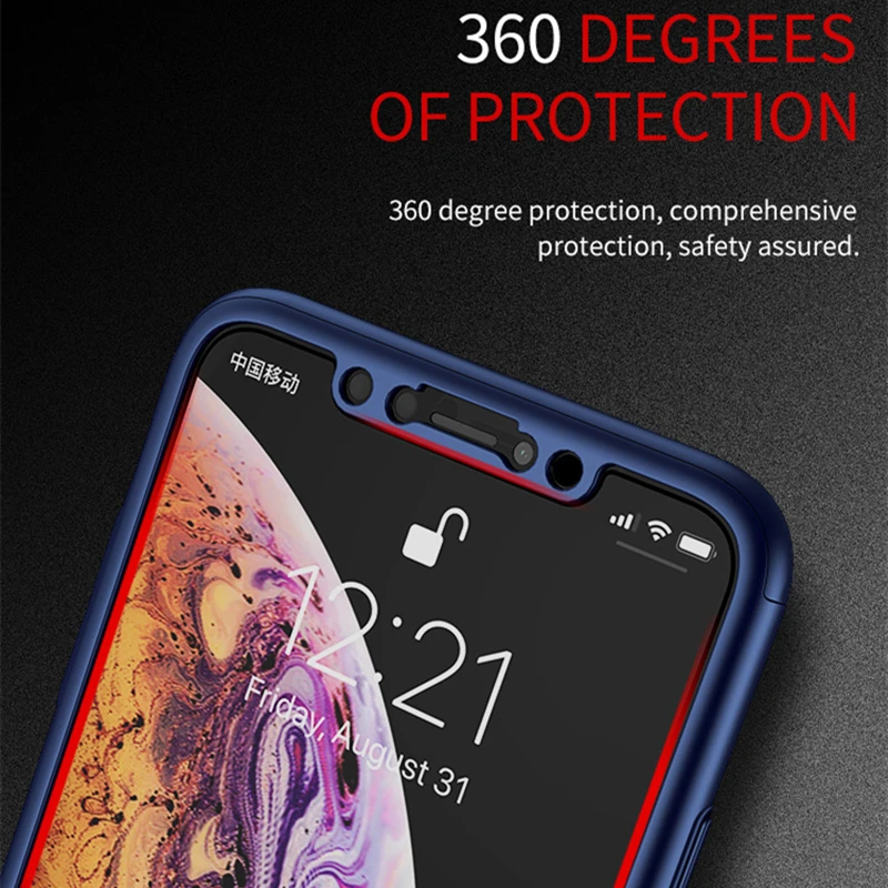 Чехол для iPhone X IPAKY брендовый чехол Apple Xs Max XR с защитной пленкой полным покрытием 360