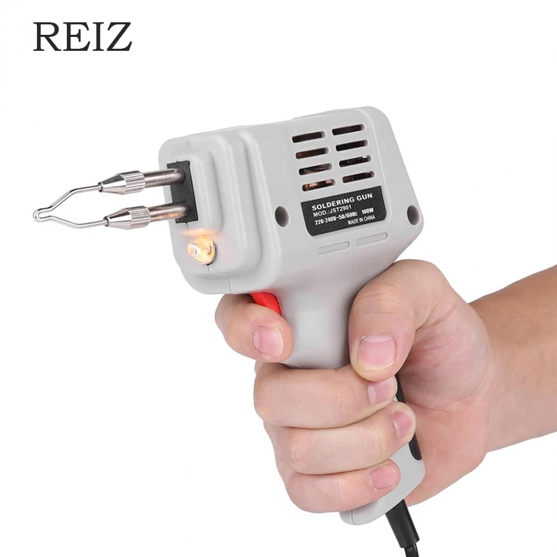 

REIZ EU 220V 100W Electrical Soldering Iron Gun Hot Air Heat Gun Hand Welding Tool With Solder Wire Welding Repair Tools Kit