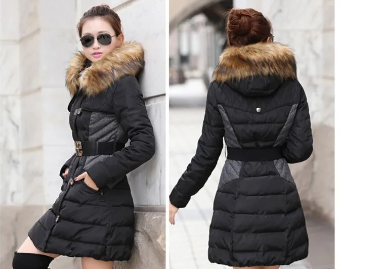 Новая брендовая модная одежда с меховым капюшоном на молнии длинное Стильное женское теплое пуховое пальто 4 цвета зимние парки Пальто