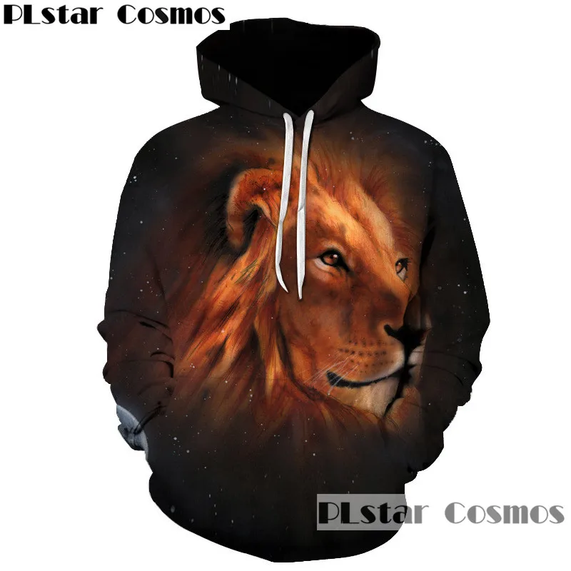 Space Animal Lion Wolf 3D Print Womens Mens Zip Up Hoodie Sweatshirt Jacket Coat