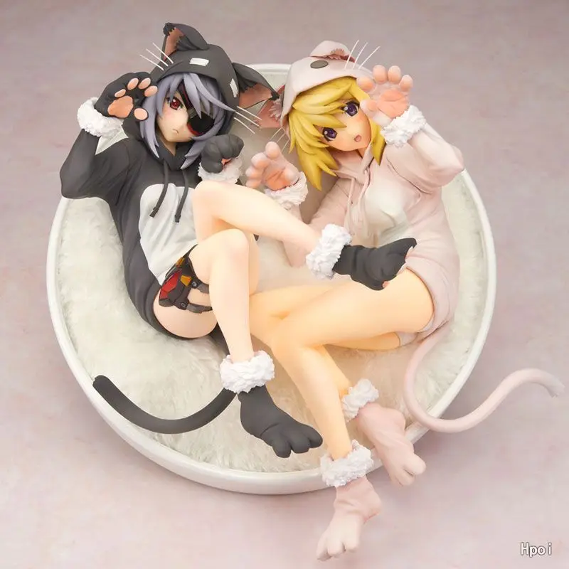 

Japanese Anime Infinite Stratos Laura & Charlotte Figure 1/7 Cat Ear Pajamas Ver Toys Model 22cm