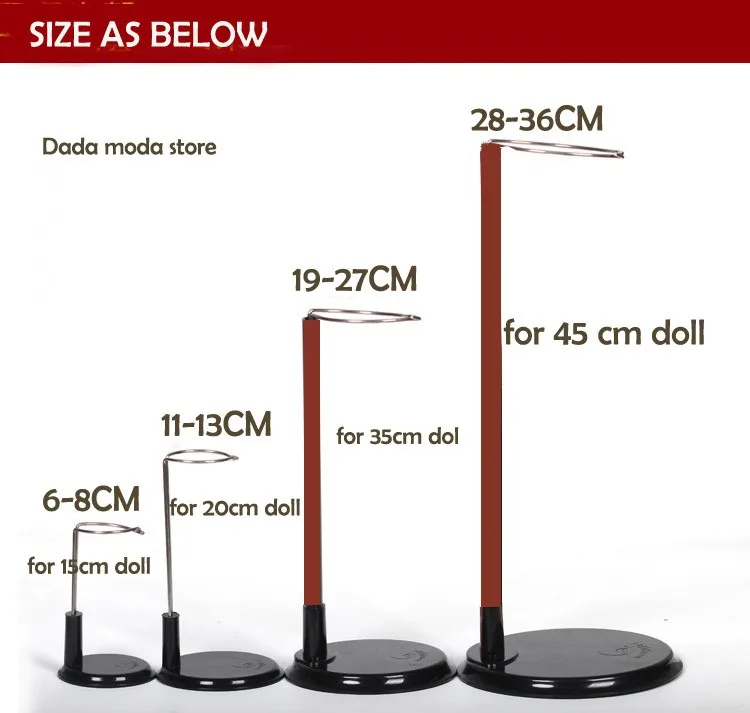 

Free Shipping black doll bracket support standards for standing BJD SD Cloth Doll Action Figure Stands 15-45cm