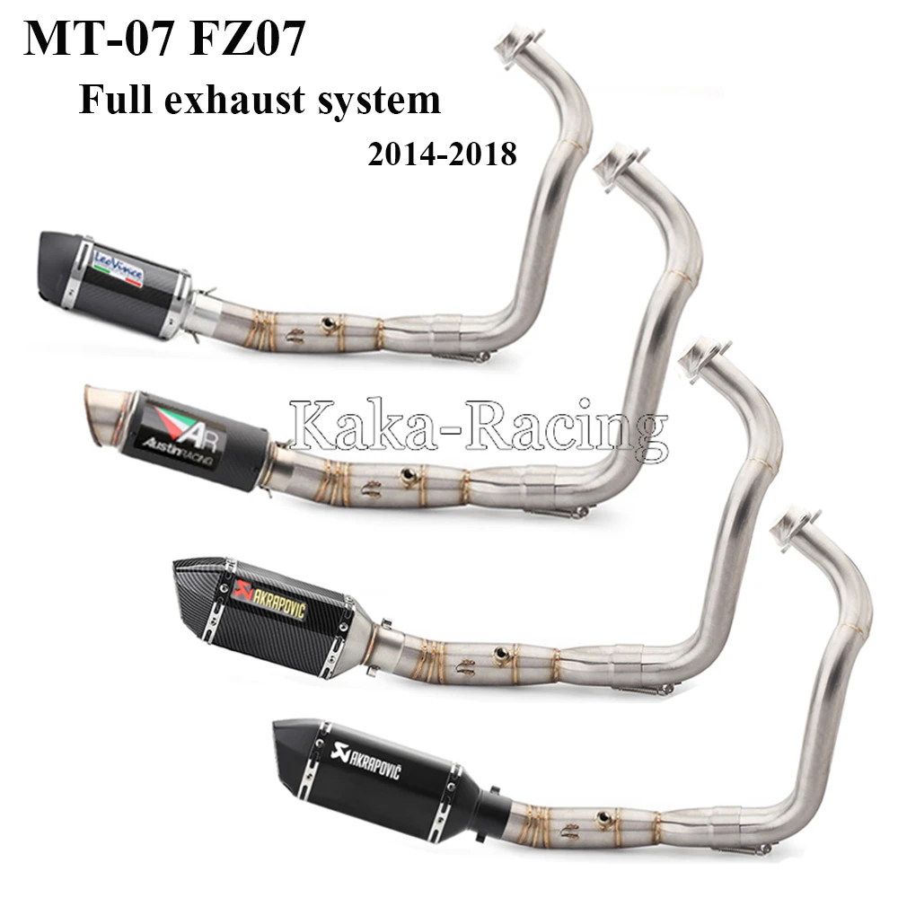 

MT07 FZ07 MT 07 Motorcycle Exhaust Muffler Escape moto Full system Slip On For Yamaha MT-07 FZ-07 Tracer 2014-2018 XSR700 2017