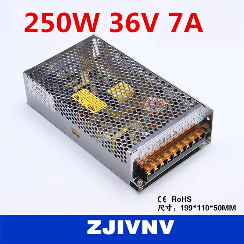 

factory price 250W 36V 7A SMPS single output switching power supply for LED Strip light, led power supply CCTV cami, S-250-36