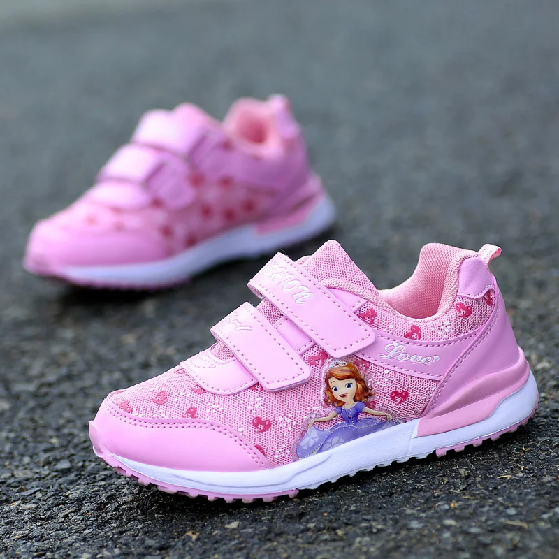 

Kids shoes spring autumn new fashion cartoon princess girls casual sports mesh breathable soft bottom non-slip children's shoes
