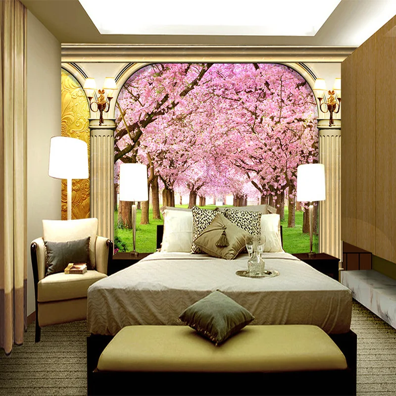 Индивидуальные 3D фрески в европейском стиле рельефные вишневые цветы ТВ диван фоновые обои в гостиной или большой Бесшовный