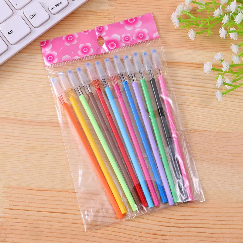 12pcs 12 шт./компл. Карамельный ЦВЕТ Заправка для гелевой ручки набор блеск мульти Цветной ручка с чернилами стандартных цветов аксессуары стержни для гелевых ручек стержень школьные канцелярские принадлежности - Цвет: 12pcs