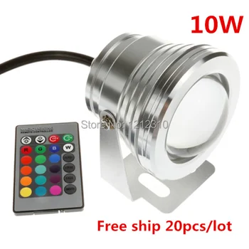 

10W RGB LED Pool Light 12V Underwater Lamp 1000LM Waterproof IP68 Aquarium Lamp Fountain Lights With 24 Keys Remote Controller
