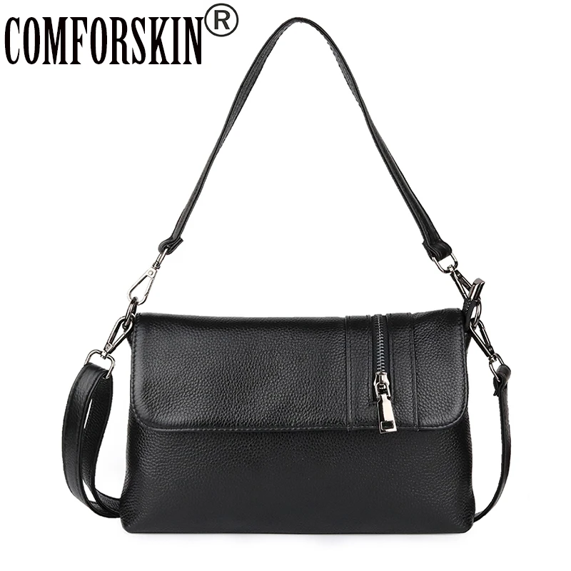 

COMFORSKIN Luxurious Cowhide European And American Ladies Messenger Bag Fashion Cover Style Handbag High Quality Bolsas Feminina