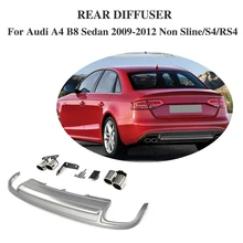 PP Car Rear Bumper Extension Diffuser Spoiler With Exhaust Muffler For Audi A4 B8 Sedan 4 Door Non Sline S4 RS4 2009-2012
