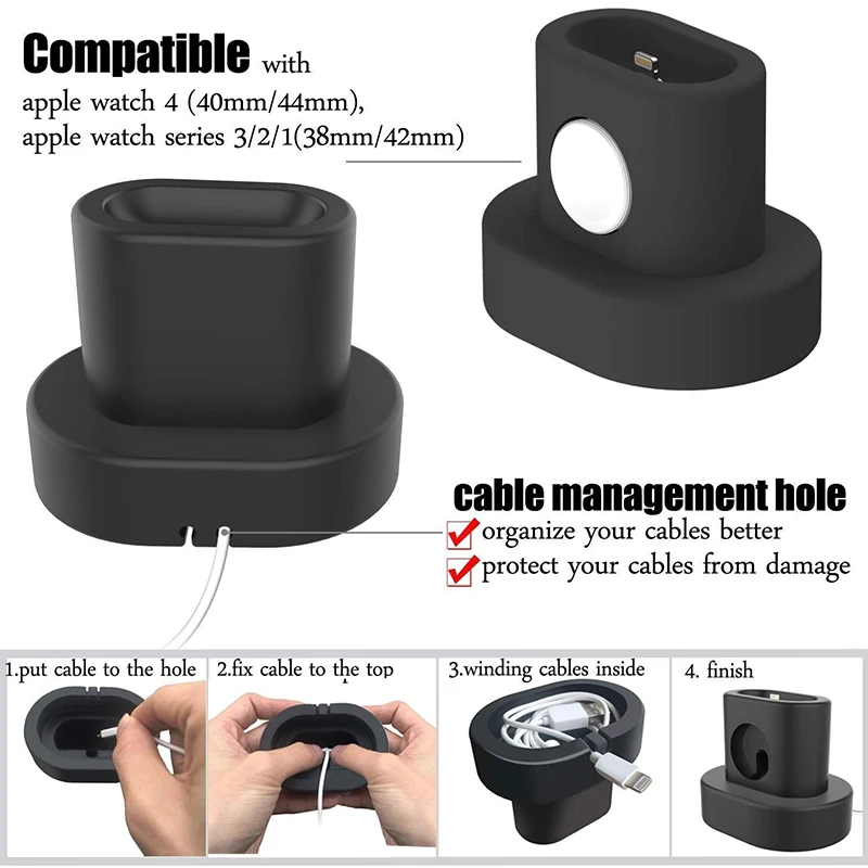 Силиконовый держатель Fivetech 2 в 1 для Apple Watch/Airpods зарядная подставка Watch серии 4/2/1