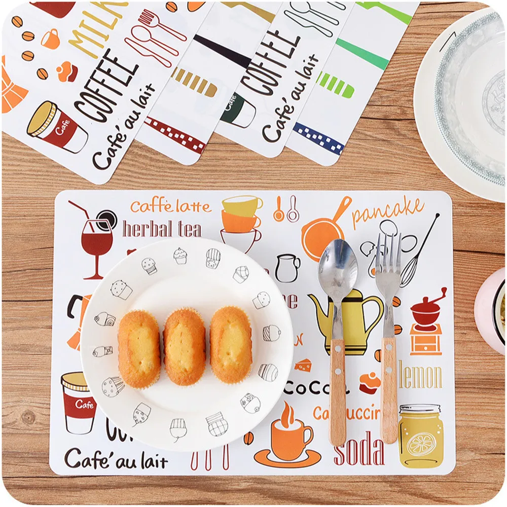

40*28cm Kitchen Tool Printed Dining Table Mat Plastic Heat-insulated Tableware Pad Non-Slip Placemat Waterproof Mat Bowl Pads K4