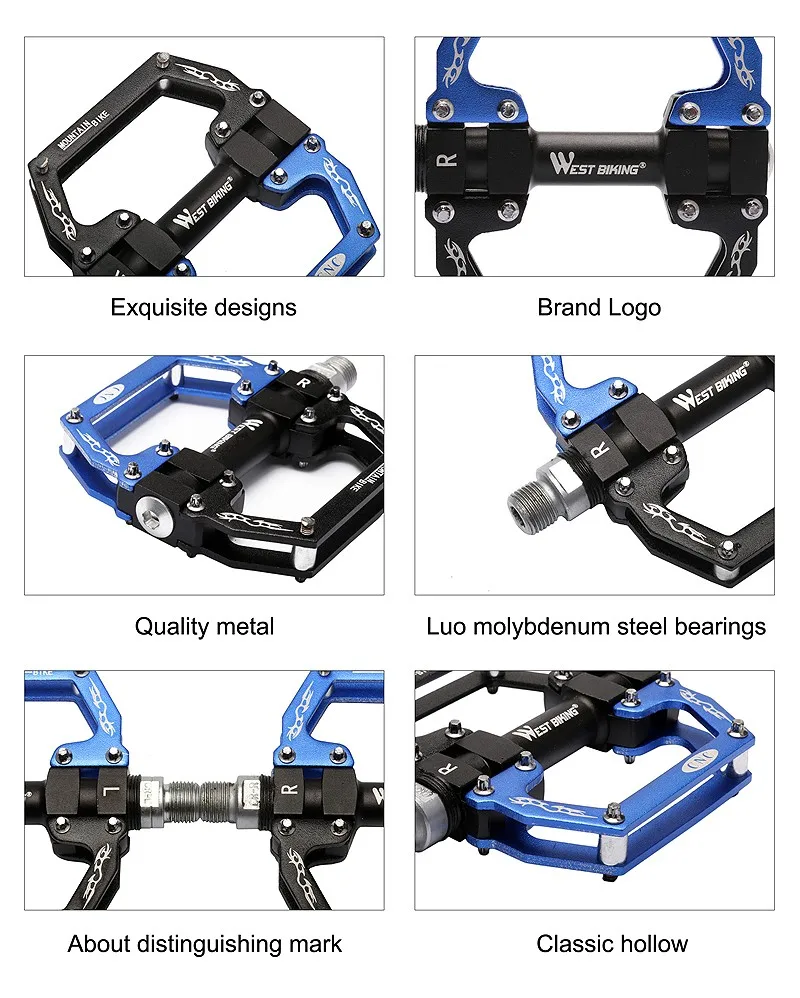WEST BIKING педали для велосипеда из алюминиевого сплава, педали для горного велосипеда, профессиональные велосипедные педали, велосипедные педали