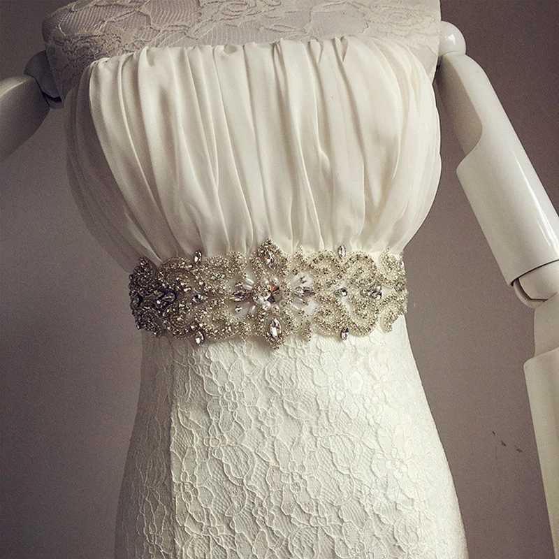 Мода великолепный кристалл люкс Женские платье с цветочным рисунком Для женщин Ремни алмазный пояс повязка для свадьбы 12 Цветов