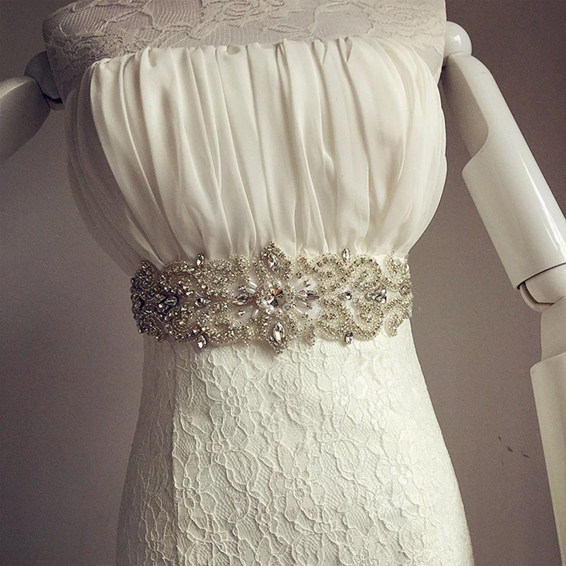 

Trendy Magnificent Crystal Bridal Luxury Female Floral Dress Women Belts Diamond Waistband Girdle Headband for Wedding 12 Colors