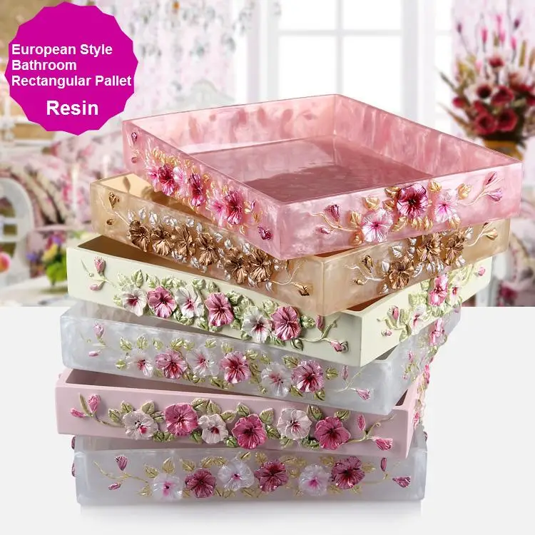 

Bathroom Rectangular Pallet Washbasin Multifunctional Makeup Plate Creative Home Decoration European Style