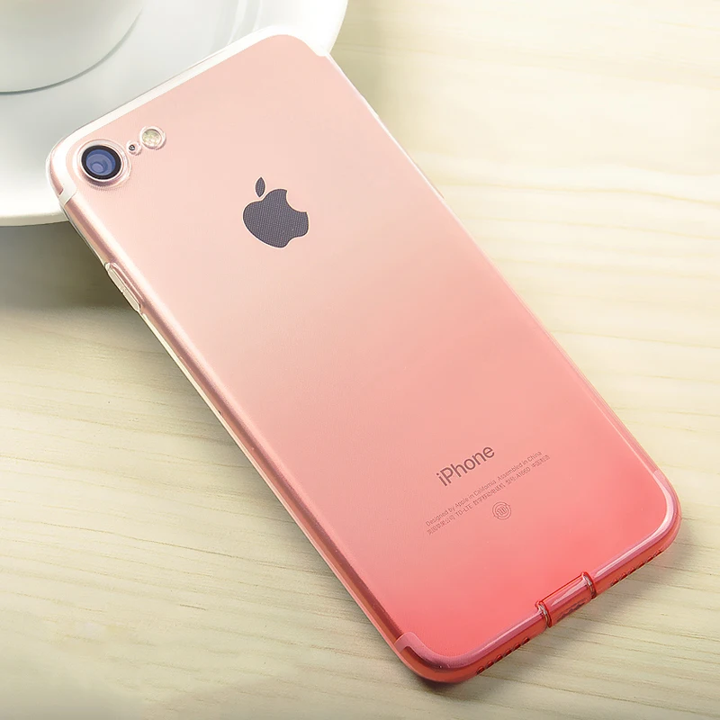 Милый дышащий чехол s для iPhone 7 8 Plus, роскошный чехол, Мягкий ТПУ силиконовый градиентный чехол, твердый пластик 8 Plus - Цвет: Gradient Red