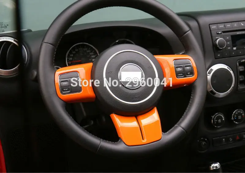 Us 20 99 20 Off 3pcs Interior Orange Abs Steering Wheel Cover Trim Sticker Fit For Jeep Patriot Compass Wrangler 2011 2012 2013 2014 2015 2016 In