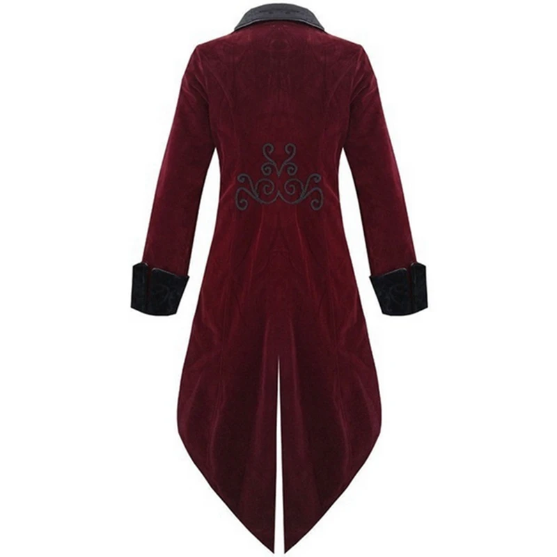 WENYUJH Fashion Men Coat Vintage Swallowtail Stage Long Jacket Gothic Steampunk Lapel Uniform Outwear Button Dovetail Outwear