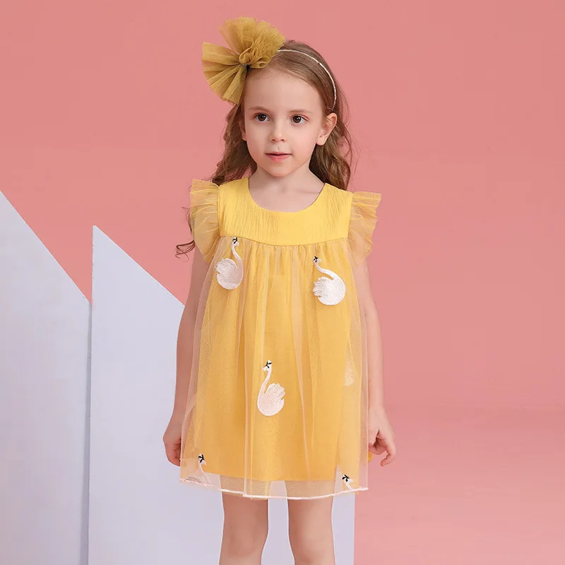 

Princess Toddler Dress Child Clothing 2019 Summer Girl Embroidery Swan Mesh Mini Dresses Cute Sweet Casual Wear Vestido Fille