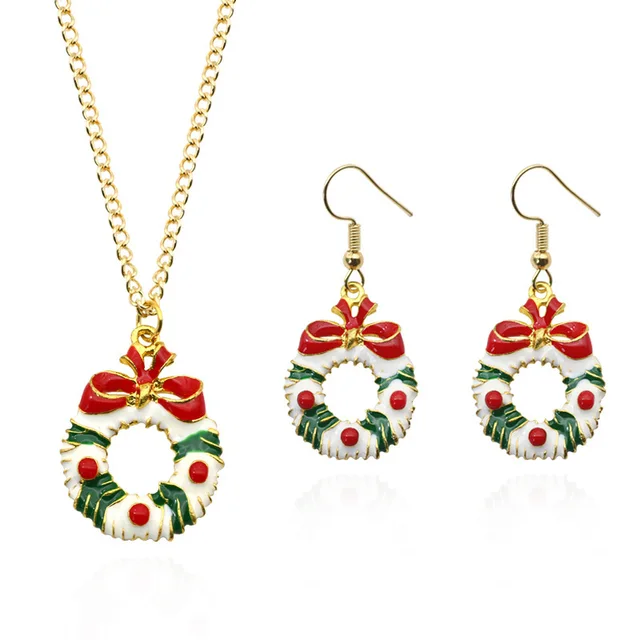 Fashion Christmas Jewelry Sets Xmas Wreath Bells Boots Fashion Christmas Jewelry Sets Xmas Wreath Bells Boots Gifts Box Tree Necklace Earrings Set