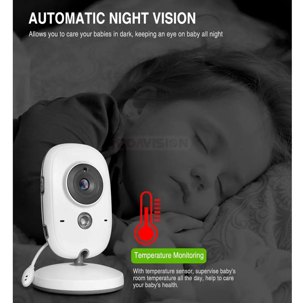 Радионяня VB602 ИК ночного видения монитор температуры с интерком для колыбельной VOX режим видео детская камера рация няня