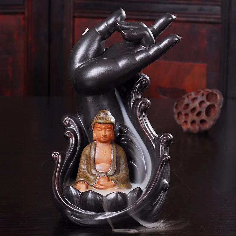 Творческий Керамика курильница с дымом кадильница с обратным потоком воздуха Ладан катушка курильница с Буддой с поставки предметы домашней мебели