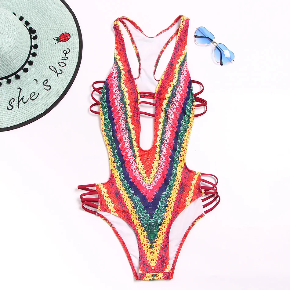 

Bandage Bohemia Swimwear Women One Piece Swimsuit Women Bathing Suit Thong Swimwear Women Monokini Plus Size Swimwear Badpak