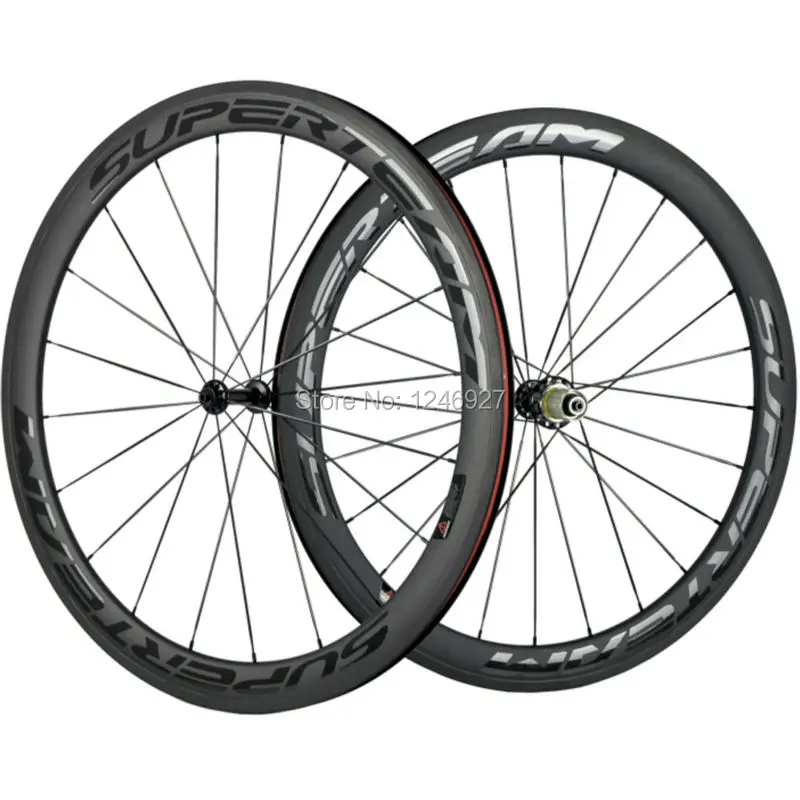 

1 пара карбоновых колес SUPERTEAM 50 мм, китайские карбоновые дорожные колеса с матовым покрытием, с Powerway R39 Hub Carbon Wheel Set