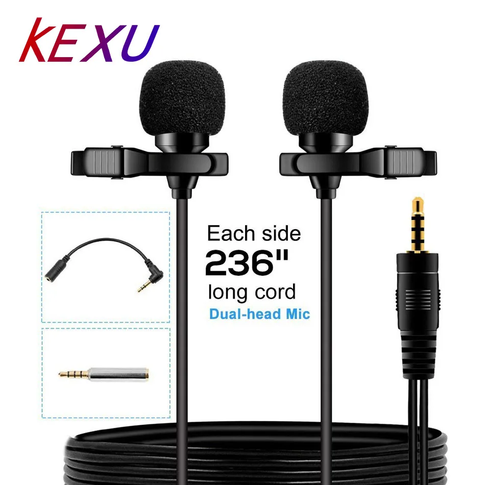 Портативный мини микрофон KEXU 150 см 600 двухсторонний всенаправленный с зажимом для