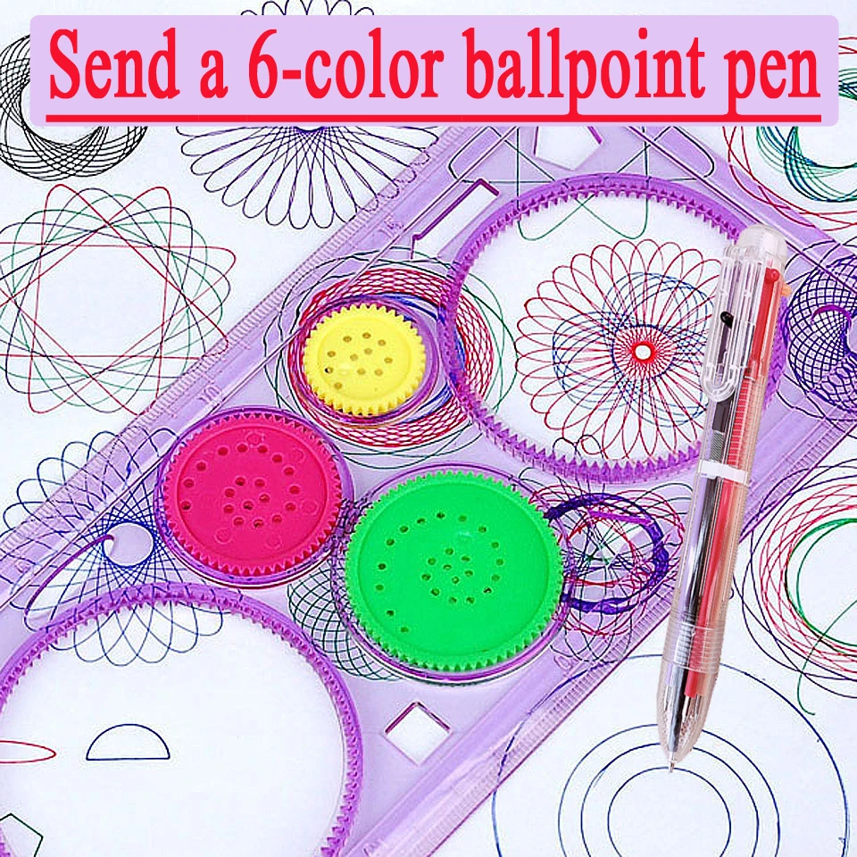 

Beautiful Geometric Spiral Drawing Board Million flower feet Ruler Children's Intelligence Toys Student Drawing Gift