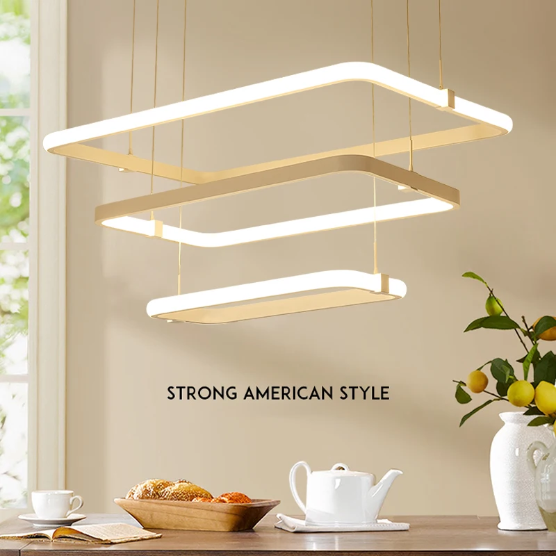 

DX Nordic Led Pendant Light Luminaire For Living Room Remote Control Lamp Postmodern Simplicity Dimmable Lustre Square Fixture