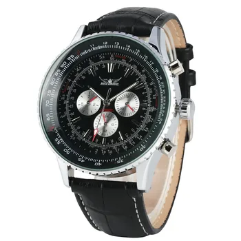 

Automatic Skeleton Mechanical Watches Self Wind Watch for Men Luxury Black Dial Calendar Leather Strap Mechanical Wristwatches