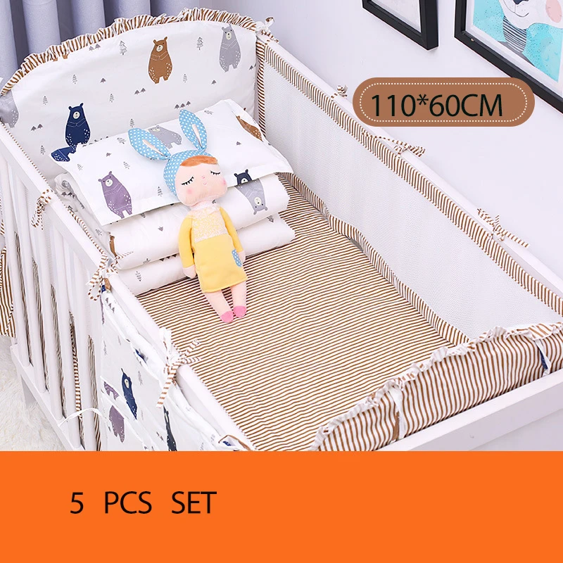 5 шт./компл. детская кроватка кровать бамперы+ постельное белье хлопок Детское покрывало для кровати бамперы для кроватки в кроватку для новорожденных Постельное белье - Цвет: C 110X60CM