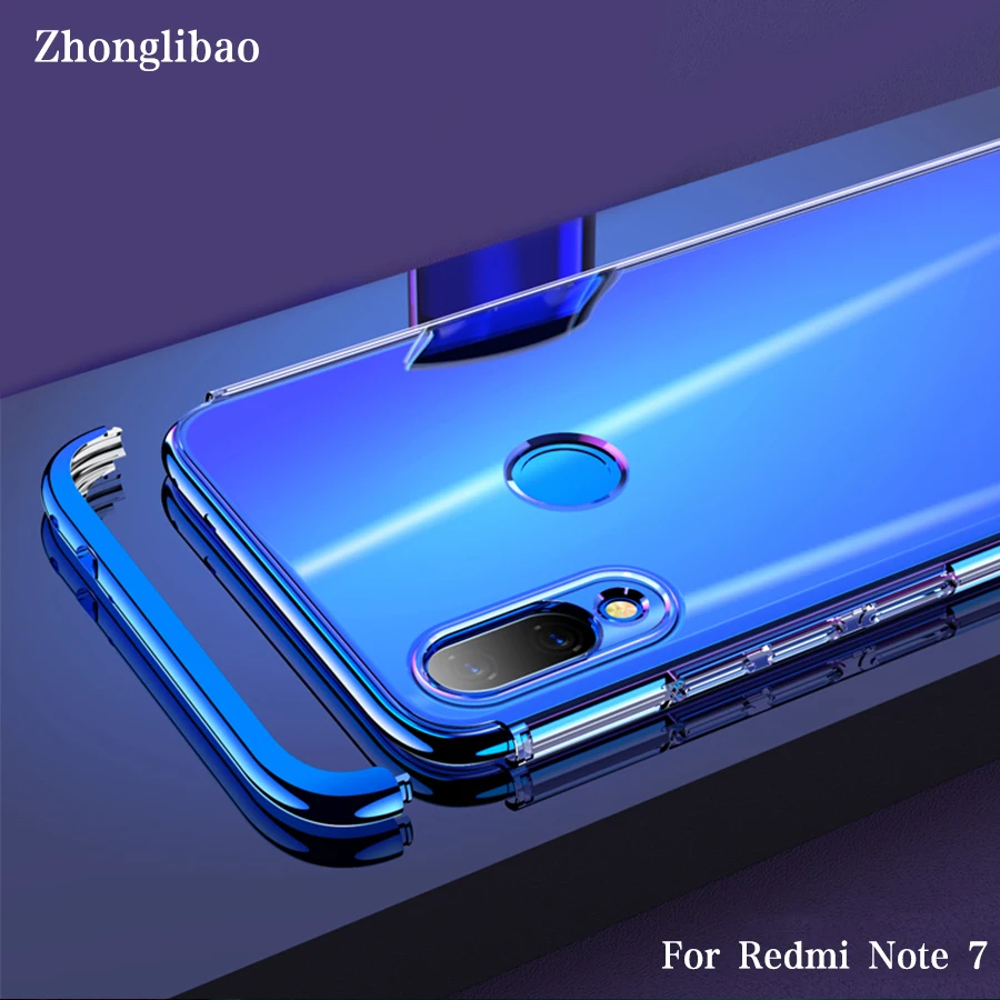 

Transparent Hard Case for Xiaomi Mi Redmi Note 7 Global Redminote7 360 Protection Plating PC Shockproof Clear Armor Back Cover