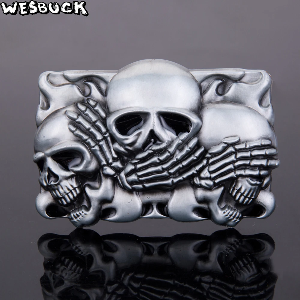 

WesBuck Brand Ceinture Hombre Rock Punk Hebillas De Metal Skull Belt Buckle Accessories