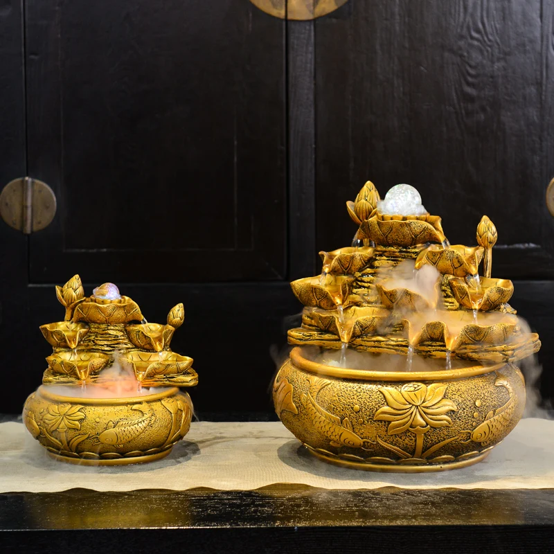 Креативные поделки из золотой смолы 110 В/220 В фонтан для воды Lucky Fengshui украшение