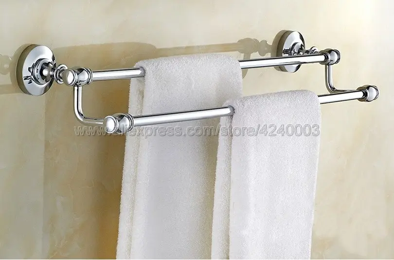 

Polished Chrome Wall Mounted Double Towel Rail Holder Rack Bathroom Accessories Towel bar, Towel holder Kba802
