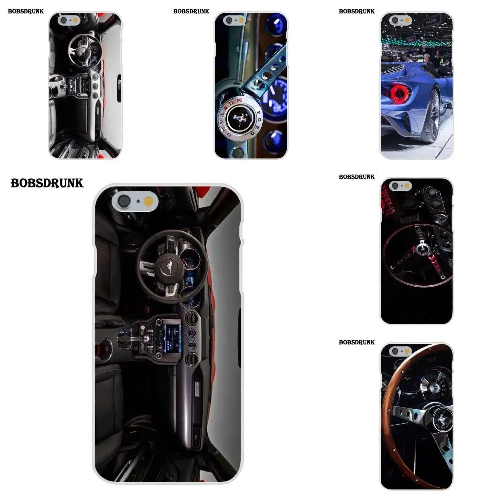 

EJGROUP For iPhone X 4 4S 5 5C SE 6 6S 7 8 Plus Soft Silicone TPU Transparent Pattern Phone Cover Case Ford Mustang Dashboard