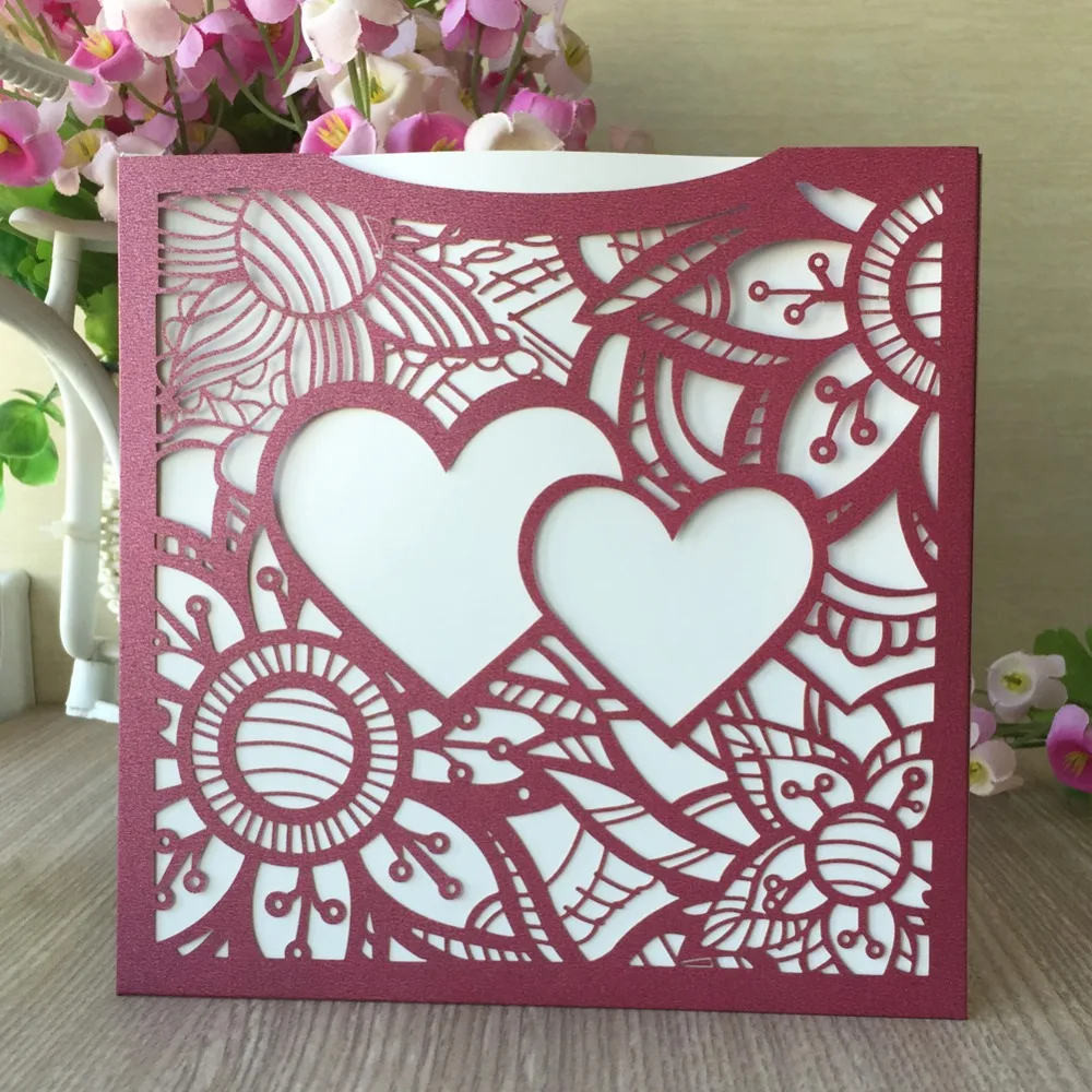 35pcs Laser Cut Heart Pattern Wedding Invitation Card Birthday Party